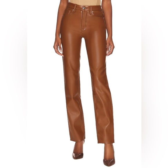 Good American - NWT Better Than Leather Good Icon in Burnt Caramel002 Sz 8 - Picture 1 of 12